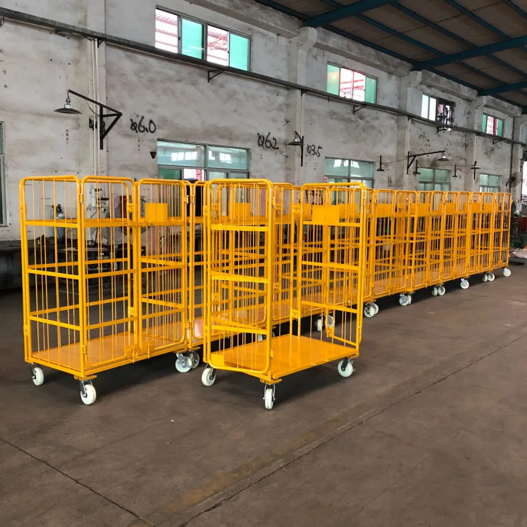 Nestable Portable Metal Roll Container Pallet Logistic Cage Trolley with Casters