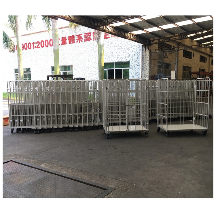 Nestable Portable Metal Roll Container Pallet Logistic Cage Trolley with Casters