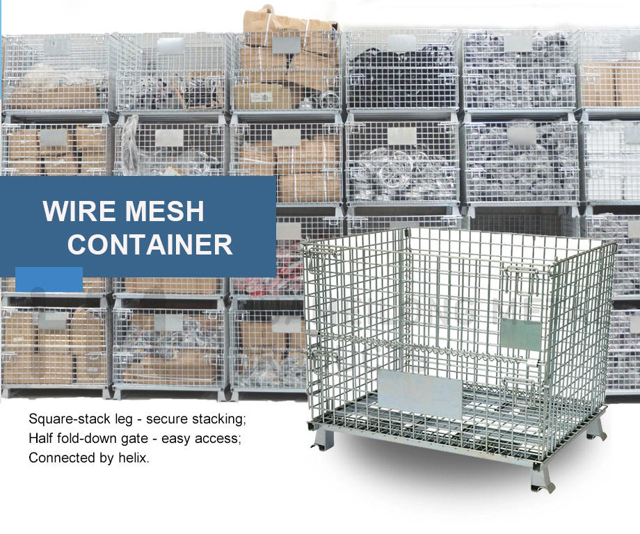 Heavy-Duty Rigid Folding Collapsible Wire Mesh Stillage for Cargo Storage