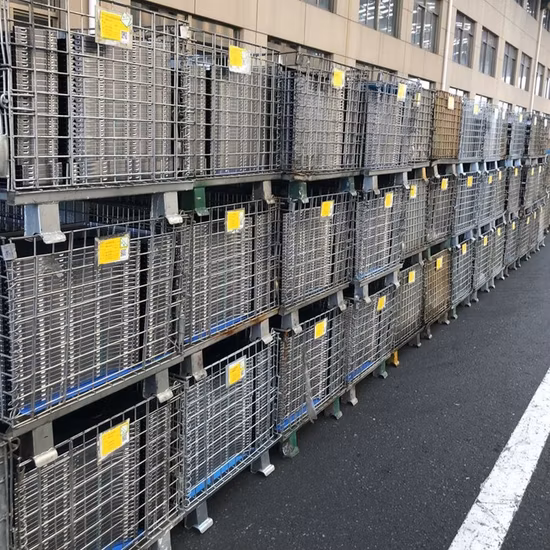 Estructura resistente soldada con autógena de acero galvanizada plegada apilable de la malla de alambre con las ruedas